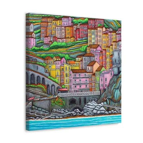 GADGETS WRAP Canvas Gallery Wrap Framed for Home Office Studio Living Room Decoration (10x10inch) - Colours Of Manarola, Cinque Terre