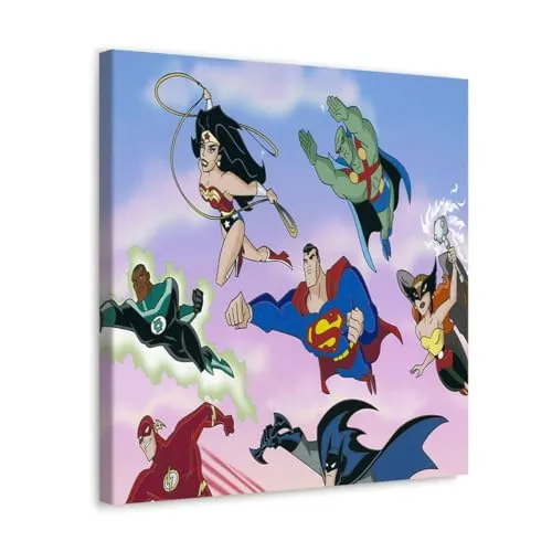 GADGETS WRAP Canvas Gallery Wrap Framed for Home Office Studio Living Room Decoration (10x10inch) - Comical Heroes Fly