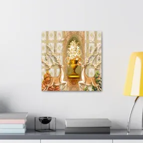 GADGETS WRAP Canvas Gallery Wrap Framed for Home Office Studio Living Room Decoration (10x10inch) - Deers Golden Abstract