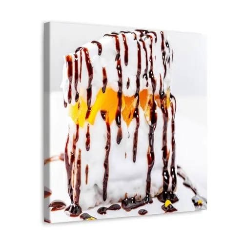GADGETS WRAP Canvas Gallery Wrap Framed for Home Office Studio Living Room Decoration (10x10inch) - Delicious Cake Slice