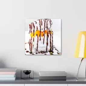GADGETS WRAP Canvas Gallery Wrap Framed for Home Office Studio Living Room Decoration (10x10inch) - Delicious Cake Slice