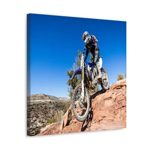 GADGETS WRAP Canvas Gallery Wrap Framed for Home Office Studio Living Room Decoration (10x10inch) - Dirt Biking