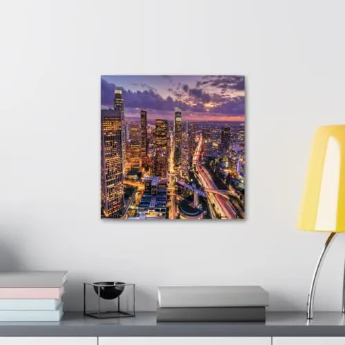 GADGETS WRAP Canvas Gallery Wrap Framed for Home Office Studio Living Room Decoration (10x10inch) - Downtown Los Angeles