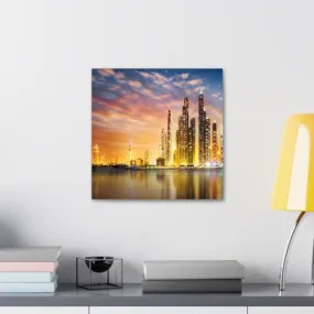 GADGETS WRAP Canvas Gallery Wrap Framed for Home Office Studio Living Room Decoration (10x10inch) - Dubai Marina During