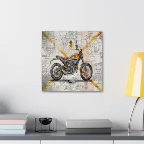 GADGETS WRAP Canvas Gallery Wrap Framed for Home Office Studio Living Room Decoration (10x10inch) - Ducati Scrambler Classic