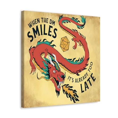 GADGETS WRAP Canvas Gallery Wrap Framed for Home Office Studio Living Room Decoration (10x10inch) - Dungeon Master Smile