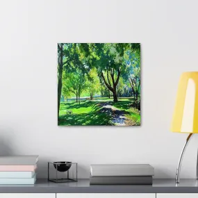 GADGETS WRAP Canvas Gallery Wrap Framed for Home Office Studio Living Room Decoration (10x10inch) - Early Morning Park Feels