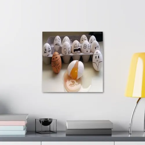 GADGETS WRAP Canvas Gallery Wrap Framed for Home Office Studio Living Room Decoration (10x10inch) - Egg Art
