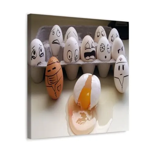 GADGETS WRAP Canvas Gallery Wrap Framed for Home Office Studio Living Room Decoration (10x10inch) - Egg Art