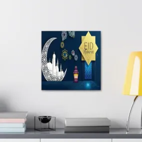 GADGETS WRAP Canvas Gallery Wrap Framed for Home Office Studio Living Room Decoration (10x10inch) - Eid Mubarak 1
