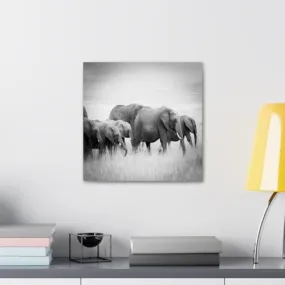 GADGETS WRAP Canvas Gallery Wrap Framed for Home Office Studio Living Room Decoration (10x10inch) - Elephants On Grass