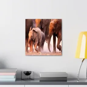GADGETS WRAP Canvas Gallery Wrap Framed for Home Office Studio Living Room Decoration (10x10inch) - Elephants Running
