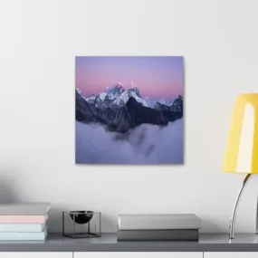 GADGETS WRAP Canvas Gallery Wrap Framed for Home Office Studio Living Room Decoration (10x10inch) - Everest Covered With Snow Clouds