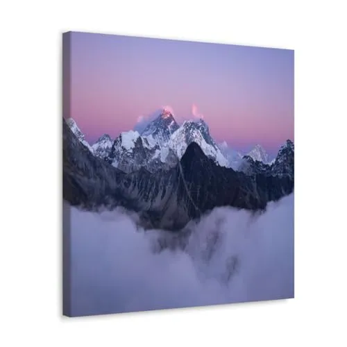 GADGETS WRAP Canvas Gallery Wrap Framed for Home Office Studio Living Room Decoration (10x10inch) - Everest Covered With Snow Clouds