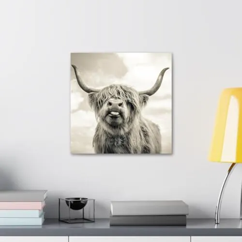 GADGETS WRAP Canvas Gallery Wrap Framed for Home Office Studio Living Room Decoration (10x10inch) - Fanatic Cow