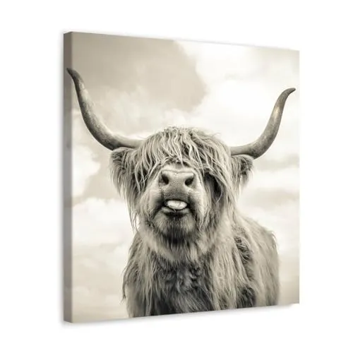 GADGETS WRAP Canvas Gallery Wrap Framed for Home Office Studio Living Room Decoration (10x10inch) - Fanatic Cow
