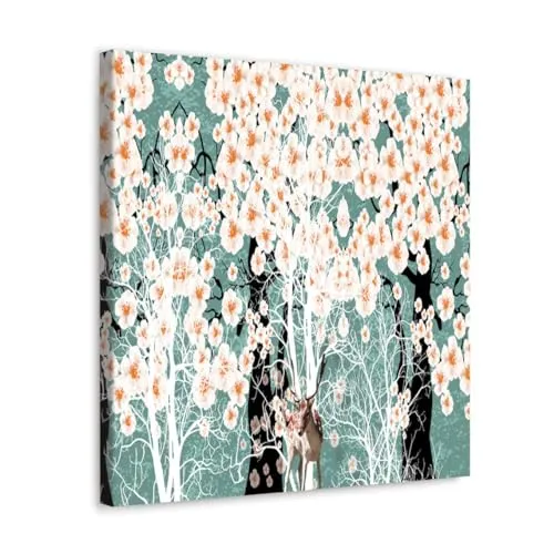 GADGETS WRAP Canvas Gallery Wrap Framed for Home Office Studio Living Room Decoration (10x10inch) - Floral Forest