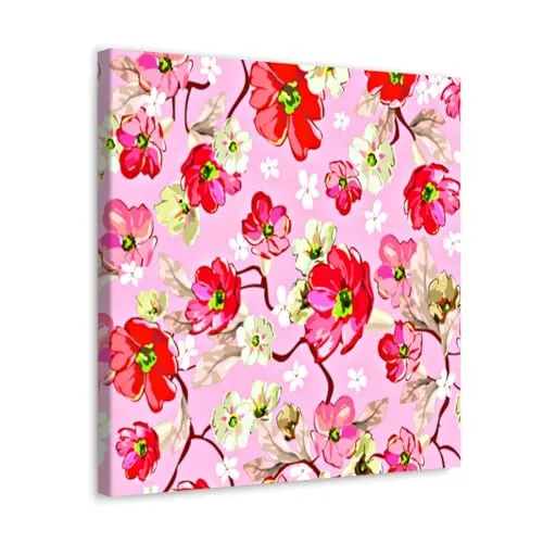 GADGETS WRAP Canvas Gallery Wrap Framed for Home Office Studio Living Room Decoration (10x10inch) - Flower Oil Paint
