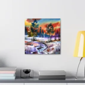 GADGETS WRAP Canvas Gallery Wrap Framed for Home Office Studio Living Room Decoration (10x10inch) - Forest Colorful Oil Painting
