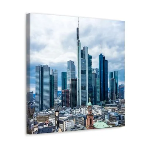GADGETS WRAP Canvas Gallery Wrap Framed for Home Office Studio Living Room Decoration (10x10inch) - Frankfurt Aerial View