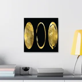 GADGETS WRAP Canvas Gallery Wrap Framed for Home Office Studio Living Room Decoration (10x10inch) - Golden Circles