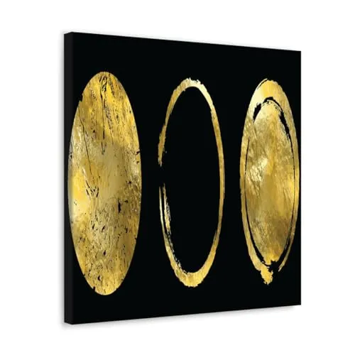 GADGETS WRAP Canvas Gallery Wrap Framed for Home Office Studio Living Room Decoration (10x10inch) - Golden Circles