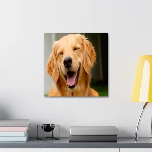 GADGETS WRAP Canvas Gallery Wrap Framed for Home Office Studio Living Room Decoration (10x10inch) - Golden Dog
