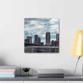 GADGETS WRAP Canvas Gallery Wrap Framed for Home Office Studio Living Room Decoration (10x10inch) - Grayscale Photo of Buildings
