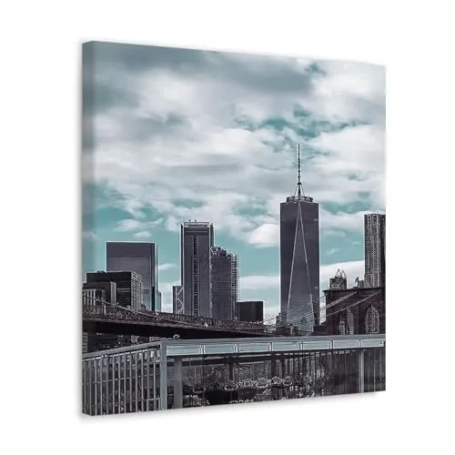 GADGETS WRAP Canvas Gallery Wrap Framed for Home Office Studio Living Room Decoration (10x10inch) - Grayscale Photo of Buildings