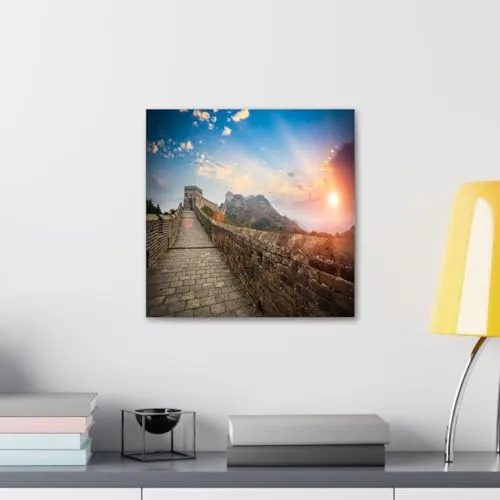 GADGETS WRAP Canvas Gallery Wrap Framed for Home Office Studio Living Room Decoration (10x10inch) - Great Wall In Chine Sunset View