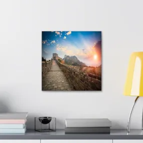 GADGETS WRAP Canvas Gallery Wrap Framed for Home Office Studio Living Room Decoration (10x10inch) - Great Wall In Chine Sunset View