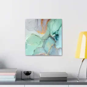 GADGETS WRAP Canvas Gallery Wrap Framed for Home Office Studio Living Room Decoration (10x10inch) - Green Neutral Abstract