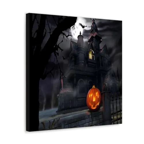 GADGETS WRAP Canvas Gallery Wrap Framed for Home Office Studio Living Room Decoration (10x10inch) - Halloween Scary