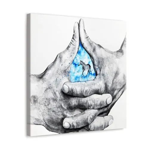 GADGETS WRAP Canvas Gallery Wrap Framed for Home Office Studio Living Room Decoration (10x10inch) - Horse Between Hands
