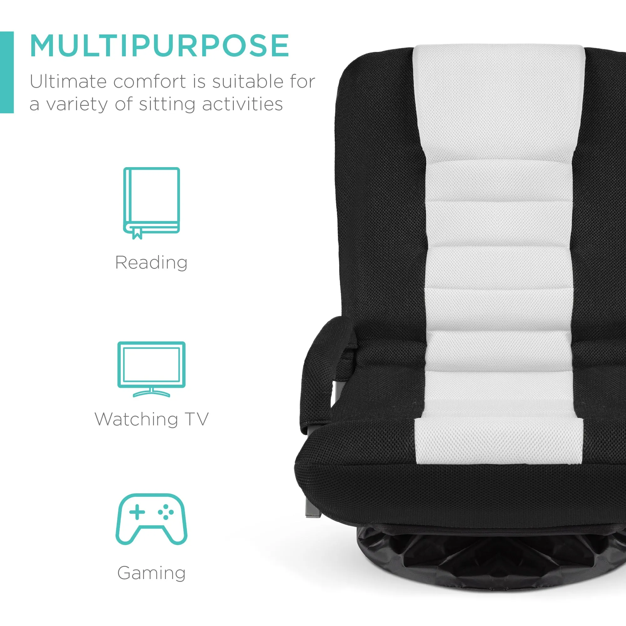 Gaming Floor Chair w/ 360-Degree Swivel, Armrest, Adjustable Backrest