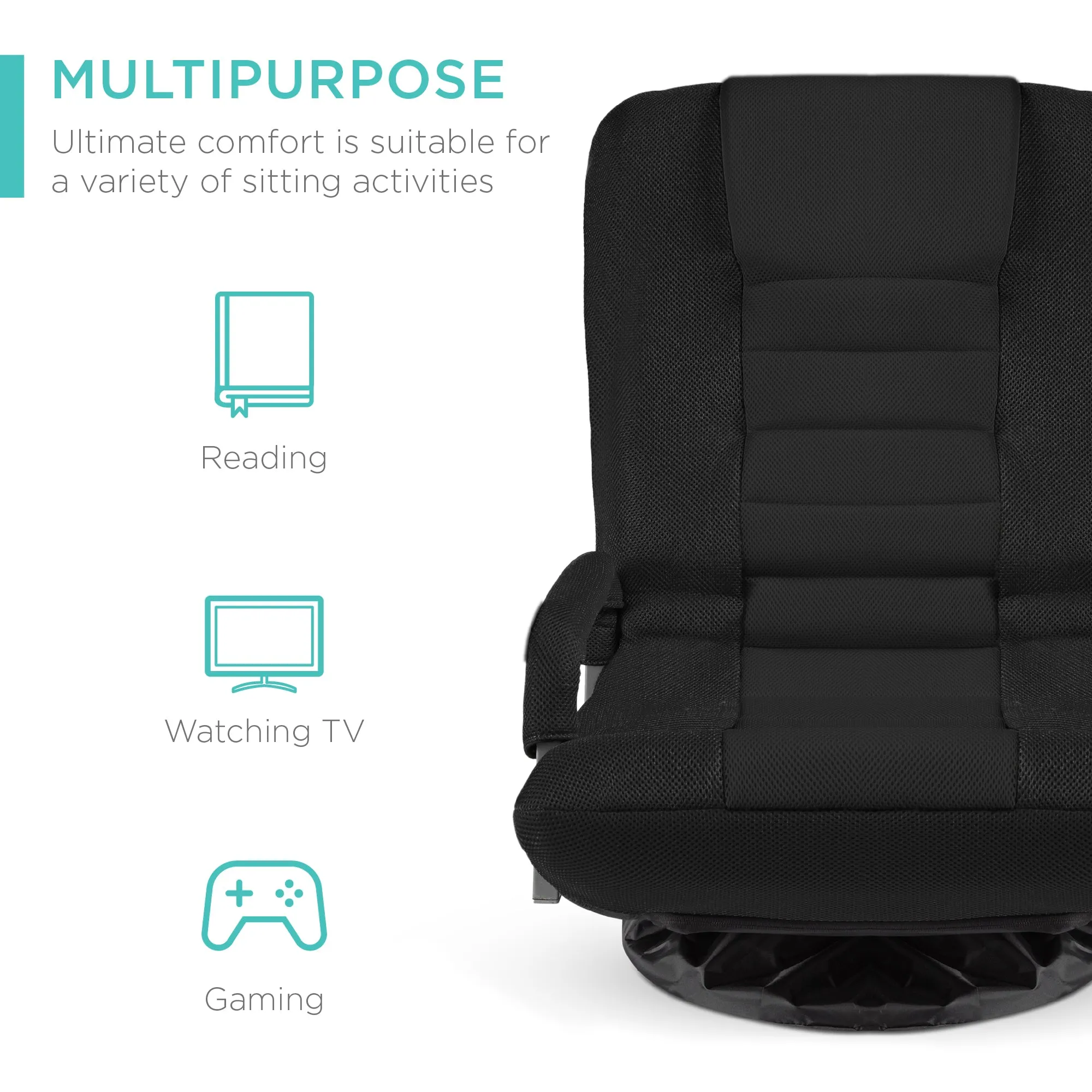 Gaming Floor Chair w/ 360-Degree Swivel, Armrest, Adjustable Backrest