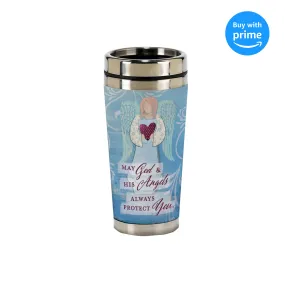 God and Angels Protect You 16 Oz Stainless Steel Travel Mug with Lid