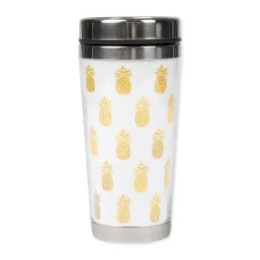 Gold Pineapples 16 Ounce Stainless Steel Travel Tumbler Mug