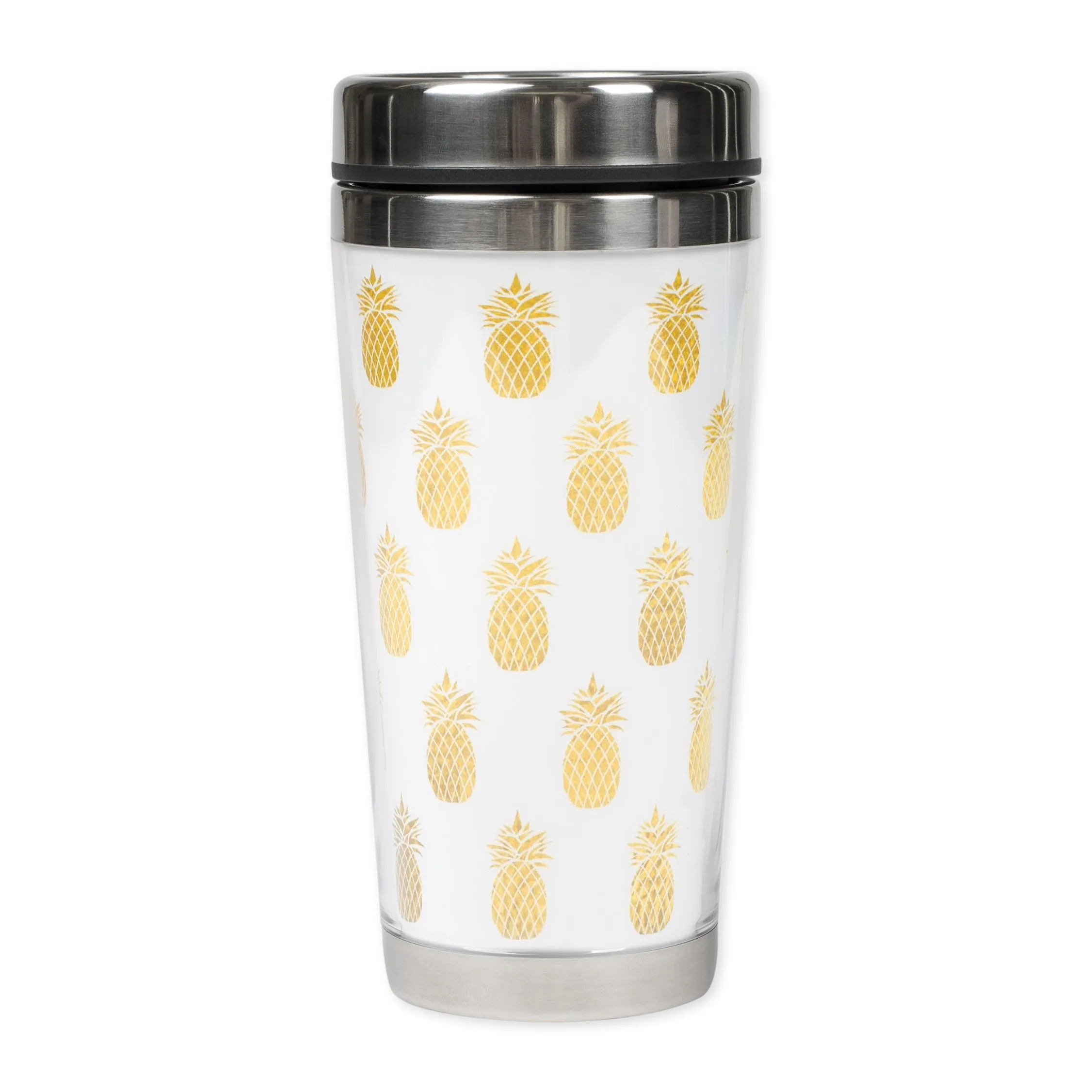 Gold Pineapples 16 Ounce Stainless Steel Travel Tumbler Mug