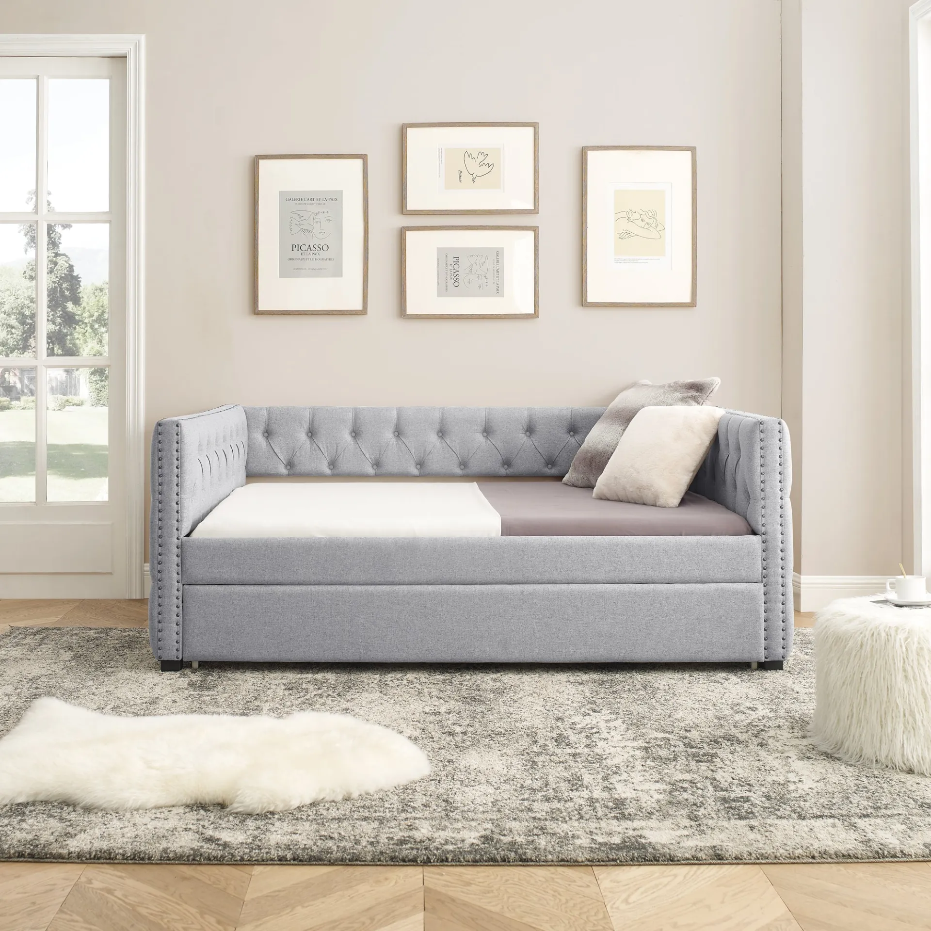 Gray Modern Luxury Italian Minimalist Sofa Day Bed