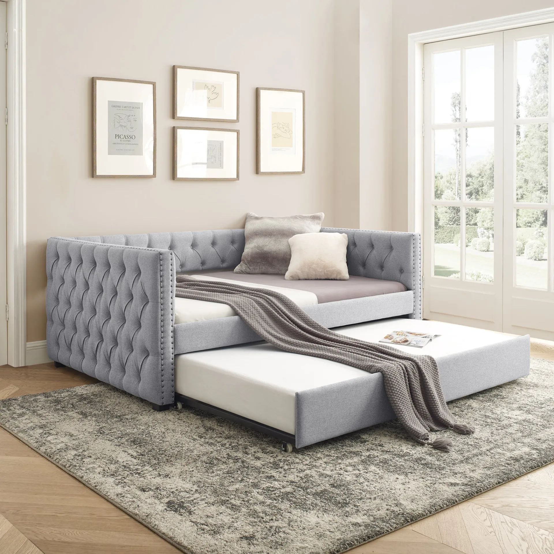 Gray Modern Luxury Italian Minimalist Sofa Day Bed