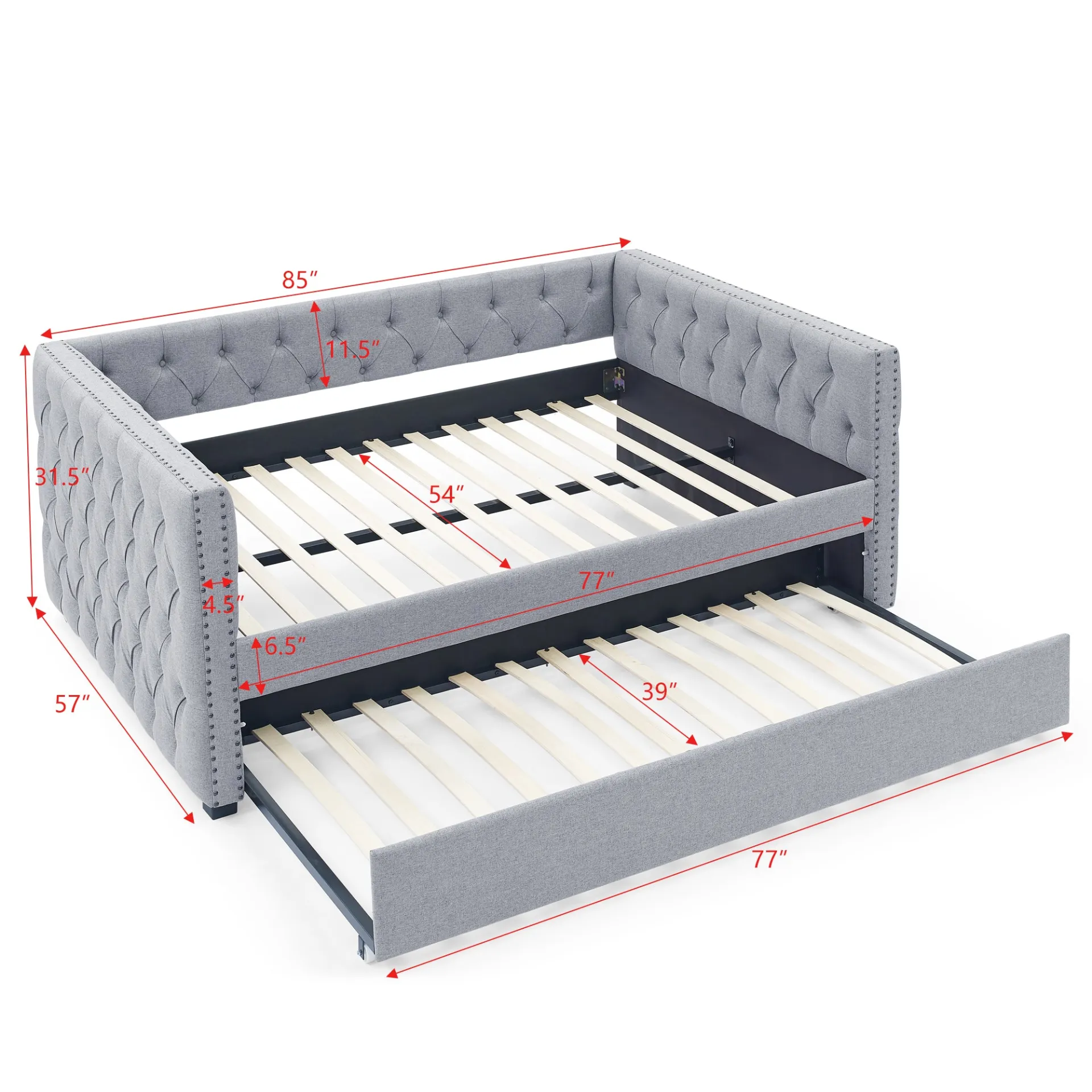 Gray Modern Luxury Italian Minimalist Sofa Day Bed