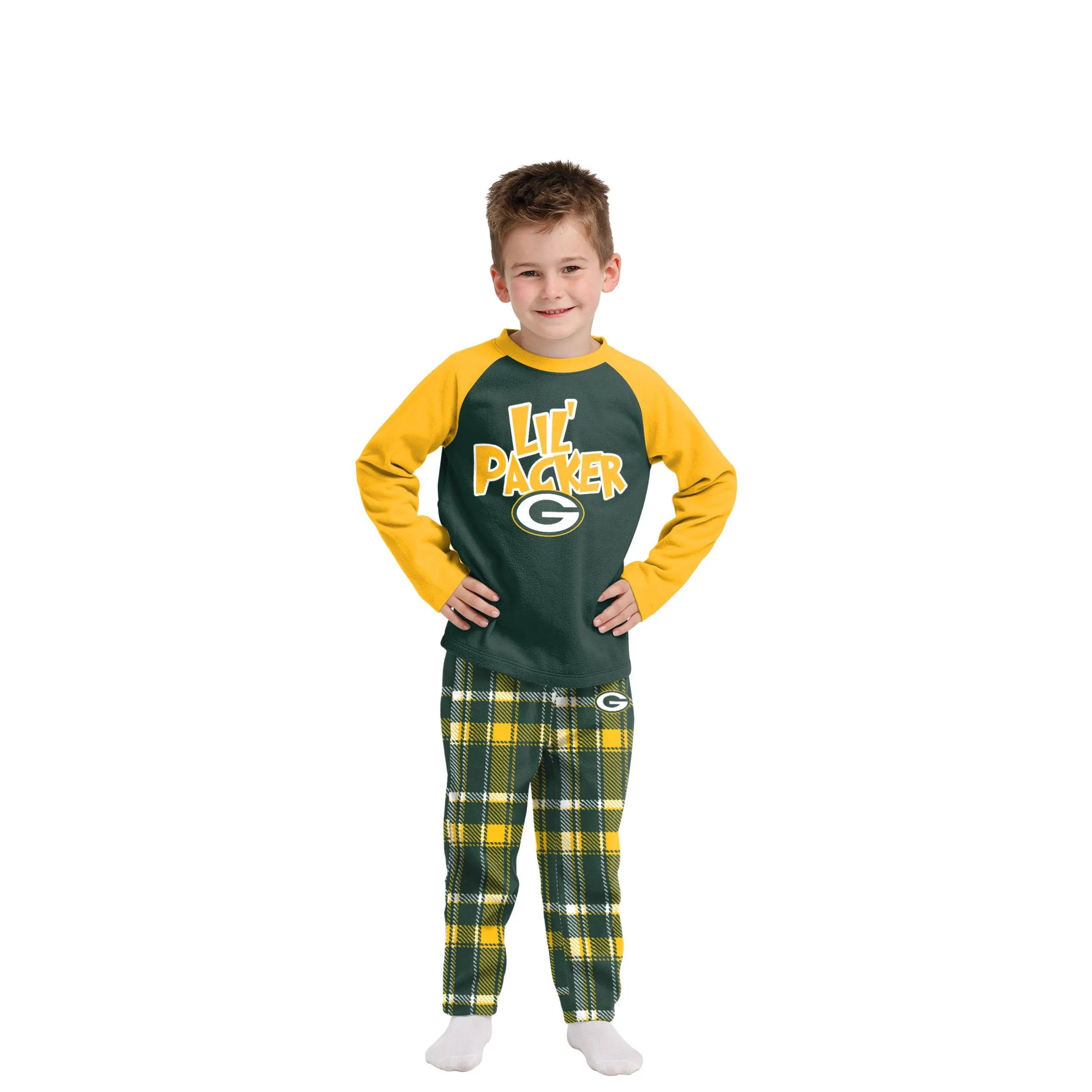 Green Bay Packers NFL Plaid Family Holiday Pajamas