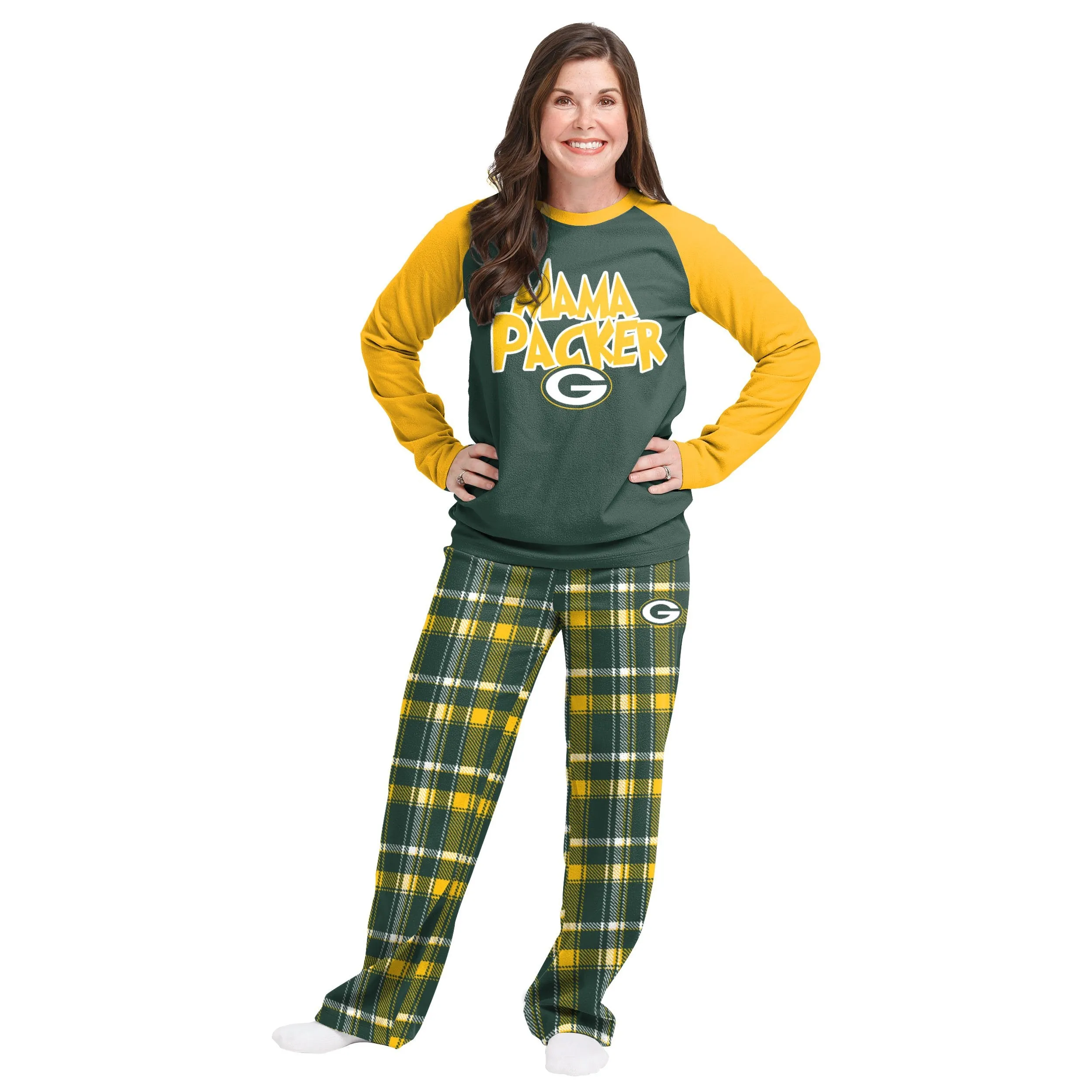 Green Bay Packers NFL Plaid Family Holiday Pajamas
