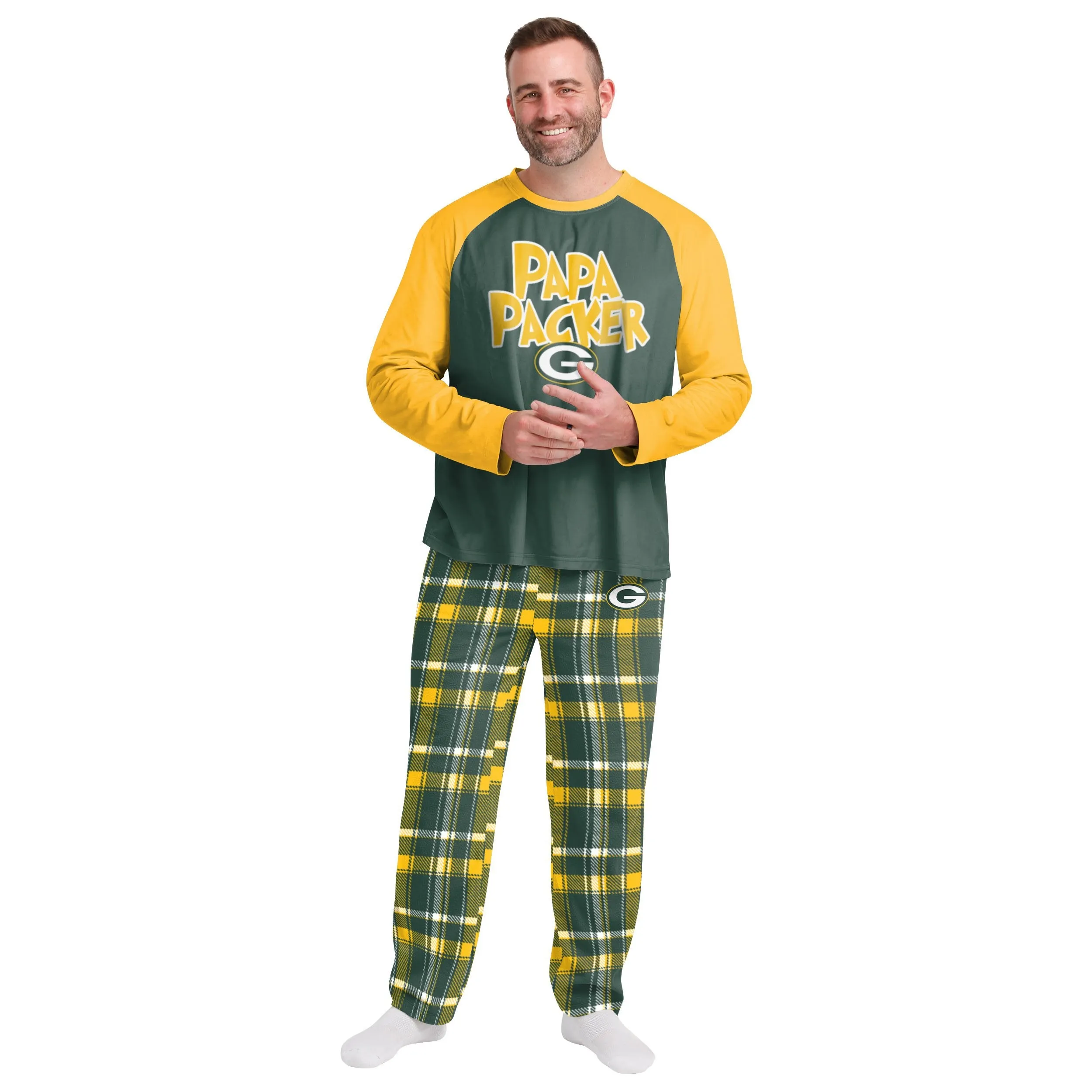 Green Bay Packers NFL Plaid Family Holiday Pajamas