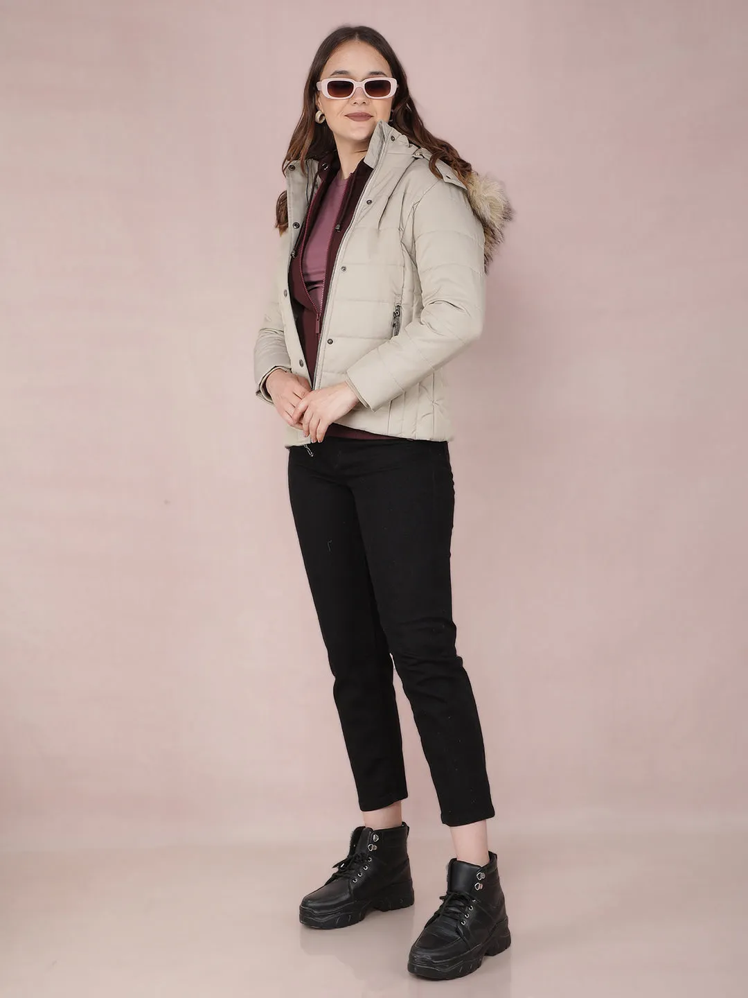 Grey Quilted Jacket