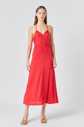 Halter Ruched Maxi Dress