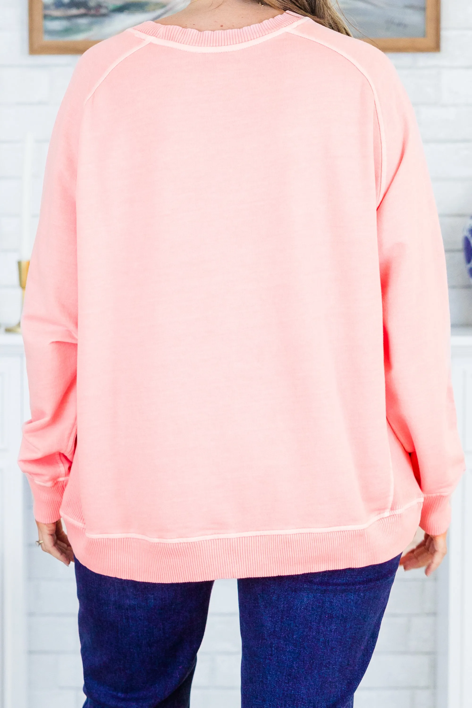 Happy To Be Here Pullover, Dark Pink