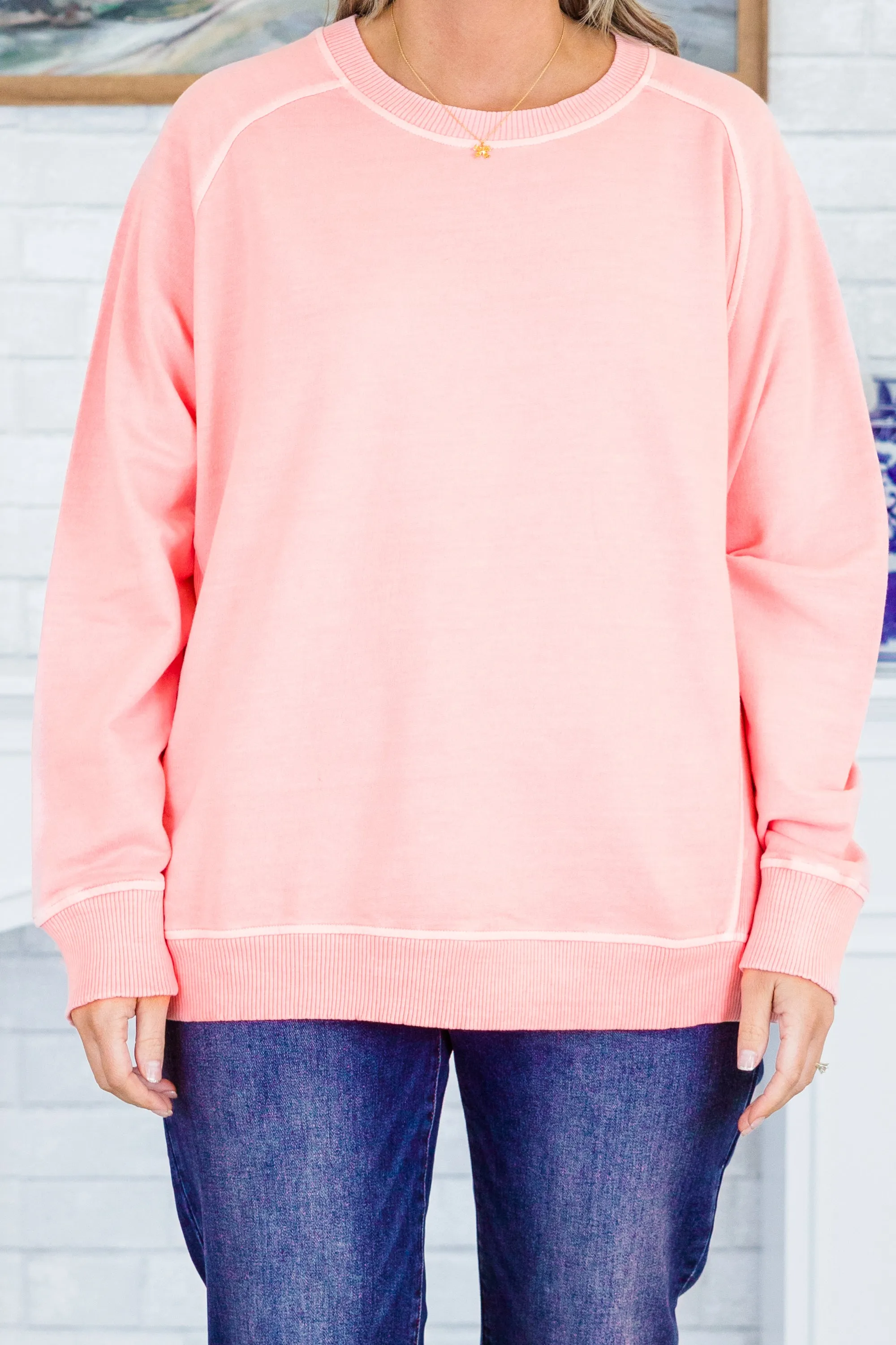 Happy To Be Here Pullover, Dark Pink
