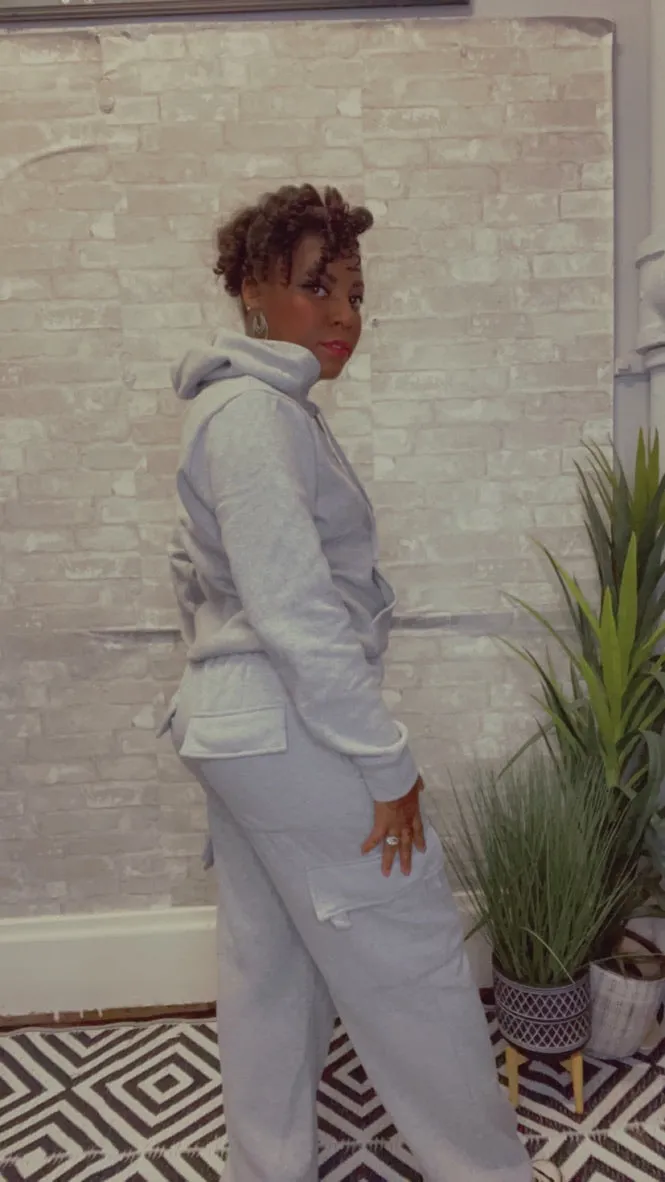 Hey Girl, Brushed French Terry Cargo Sweat Pants